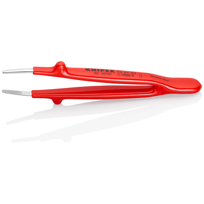 Knipex 92 67 63 5 3/4" Stainless Steel Gripping Tweezers Blunt Tips-1000V Insulated