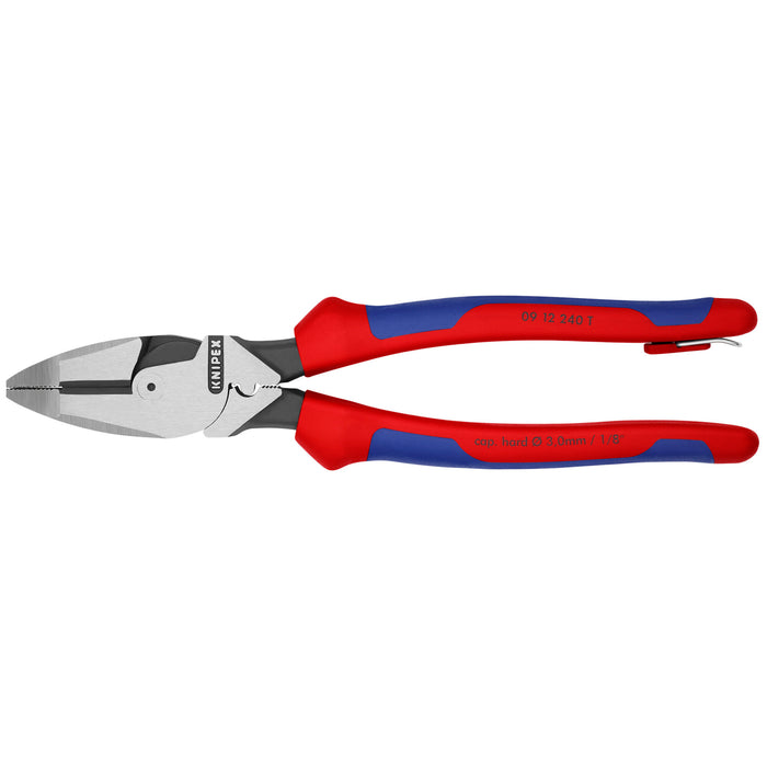 Knipex 09 12 240 T BKA 9 1/2" High Leverage Lineman's Pliers New England with Tape Puller & Crimper-Tethered Attachment