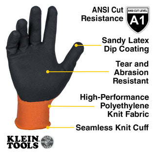 Klein Tools Winter Knit Dipped Gloves, Cut Level A1, Touchscreen