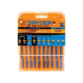 Spyder 300090 Bi-Metal Single-Sided T-Shank Jig Saw Blade Set 10Pc.