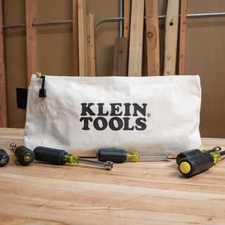 Klein Tools 62042 Zipper Bag, Extra-Long Canvas Tool Pouch, 16-Inch, Natural