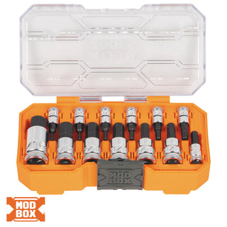 Klein Tools 65213HEX Knurled Hex Bit Socket Set, SAE, 13 Pc.