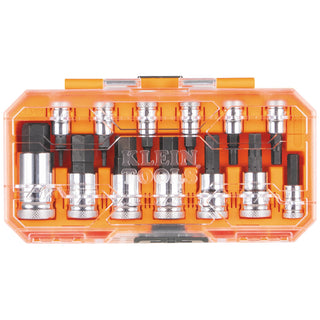 Klein Tools 65213HEX Knurled Hex Bit Socket Set, SAE, 13 Pc.