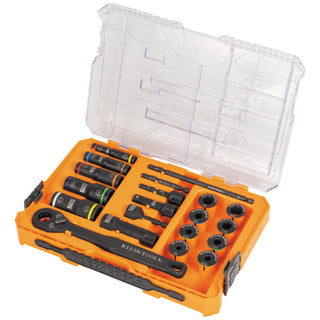 Klein Tools 65240 KNECT Impact Pass Through and Deep-Well Flip Socket Set, 20 Pc.