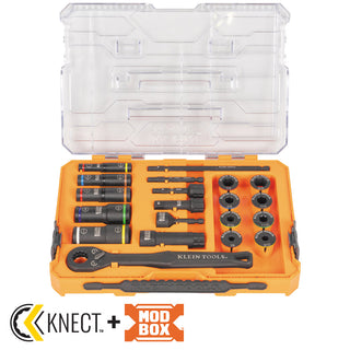 Klein Tools 65240 KNECT Impact Pass Through and Deep-Well Flip Socket Set, 20 Pc.