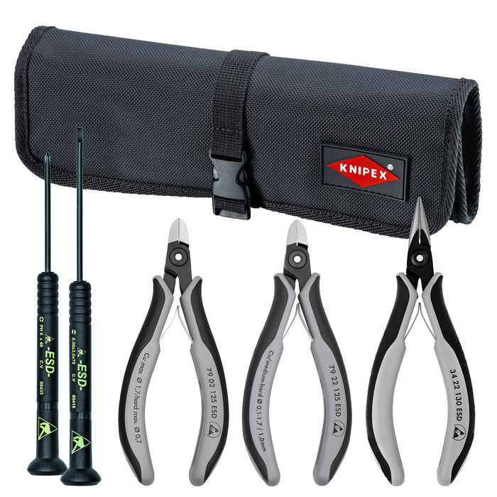 Knipex 9K 00 80 11 US 5 Pc Electronics Tool Set in a Tool Roll