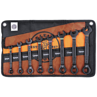 Klein Tools 69408MG 90-Tooth Ratcheting Box Wrench Set, Metric, 8 Pc.