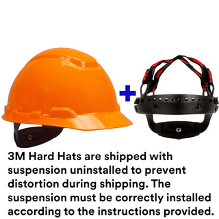 3M H-707R Hard Hat, Hi-Vis Orange, Lightweight, Adjustable 4-Point Ratchet