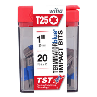 Wiha Tools 70060 TerminatorBlue Impact Bit TORX® T25 x 1 Inch - 20 Pack