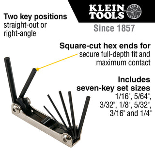 Klein Tools 70582 Folding Hex Key Set, 7-Key, Metric Sizes