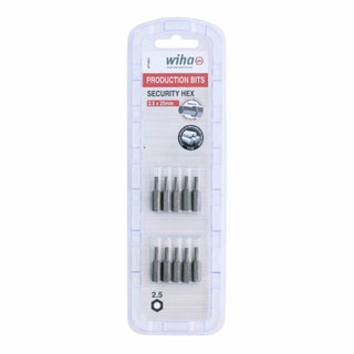 Wiha Tools 71941 Security Hex Insert Bit, 2.5 mm x 25 mm, 10 Pk.