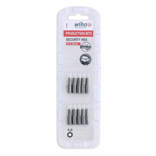 Wiha Tools 71943 Security Hex Insert Bit, 4.0 mm x 25 mm, 10 Pk.