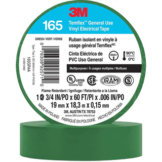 3M Temflex Vinyl Electrical Tape 165,  3/4 in x 60 ft, 6 mil