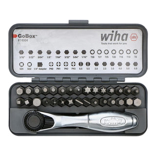 Wiha Tools Tools 74984 Standard Bit GoBox Set with Mini Ratchet, 32 Pc.