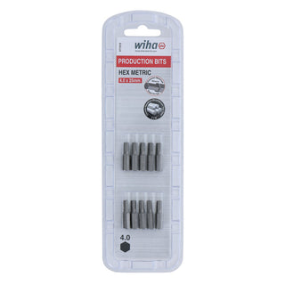 Wiha Tools 71312 Hex Metric Insert Bits, 4.0 mm x 25 mm, 10 Pk.