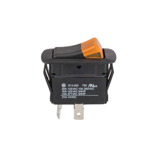 NSI 77020RQ Lighted Rocker Maintained Contact DPST 15 Amps On-Off Circuit Amber Quick Connection