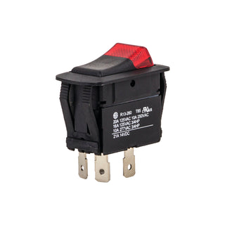 NSI 77030RQ Lighted Rocker Maintained Contact DPST 15 Amps On-Off Circuit Red Quick Connection