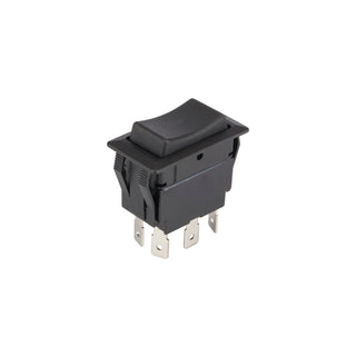 NSI 77130RQ Rocker Switch Momentary Contact DPDT 15 Amps On-Off-On Circuit Black Quick Connection