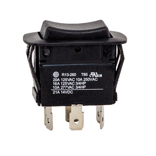 NSI 77130RQ Rocker Switch Momentary Contact DPDT 15 Amps On-Off-On Circuit Black Quick Connection