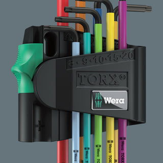 Wera 967/9 TX BO Multicolour 1 L-key set for tamper-proof TORX® screws, BlackLaser, 9 pieces