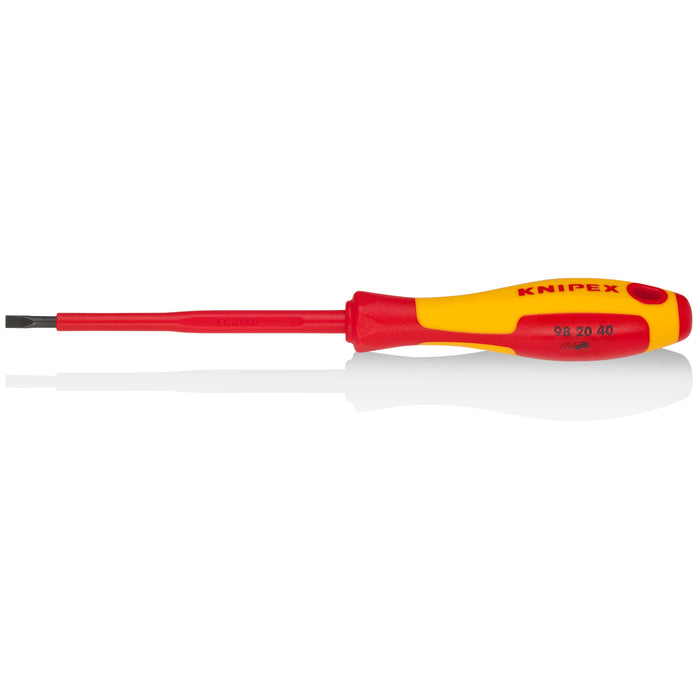 Knipex 98 20 40 Slotted Screwdriver, 4"-1000V Insulated, 5/32" tip