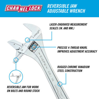 Channellock 810PW BULK 10-Inch Reversible Jaw Adjustable Wrench