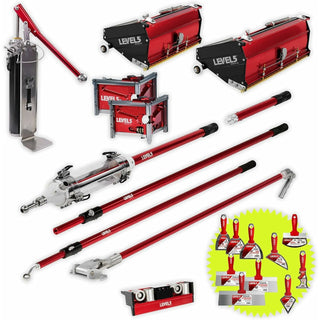 Level5 4-667 Automatic Taper, 10/12" MEGA Flat Boxes, 3" Corner Finisher, MiniShot, Pump, Roller, Ext. Handles