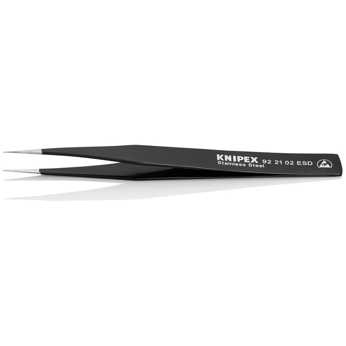 Knipex 92 21 02 ESD 5" Stainless Steel Gripping Tweezers-Pointed Tips-ESD