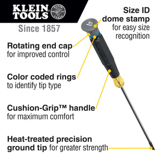 Klein Tools 6222 Precision Screwdriver, #00 Phillips, 2" Shank