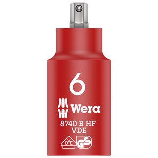 Wera 8740 B VDE HF Zyklop Hex bit socket, insulated, with holding function, 3/8" drive, 6 x 55 mm