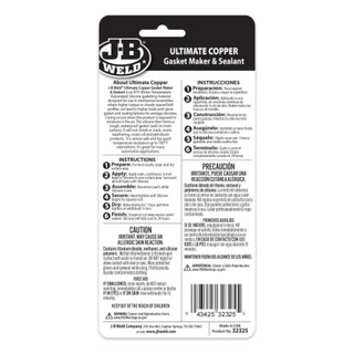 J-B Weld 32325 Ultimate Copper Gasket Maker & Sealant, 3 oz.