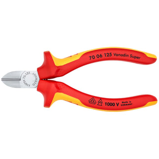 Knipex 70 06 125 5 1/4" Diagonal Cutters-1000V Insulated