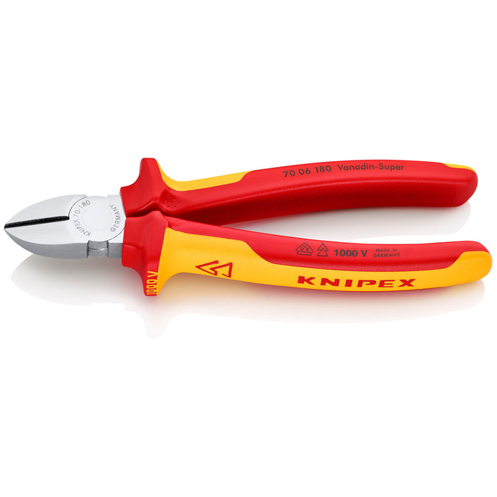 Knipex 70 06 180 7 1/4" Diagonal Cutters-1000V Insulated
