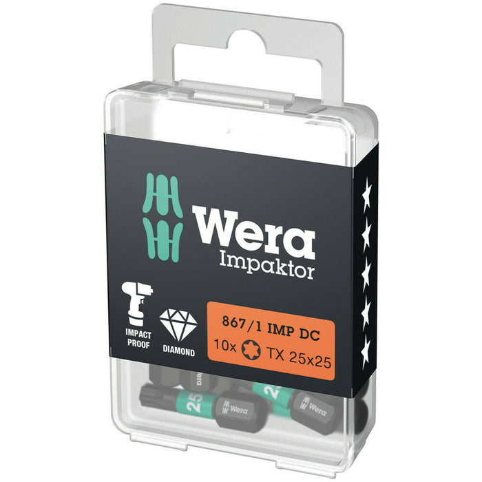 Wera 867/1 IMP DC TORX® DIY Impaktor bits, TX 30 x 25 mm, 10 pieces