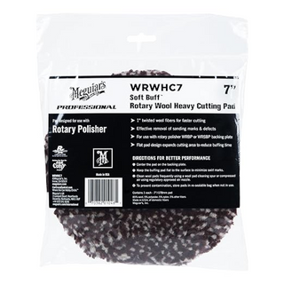 Meguiar's WRWHC7 Soft Buff Rotary Wool Heavy Cutting Pad, 7"