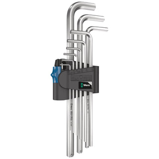 Wera 950/9 L Hex-Plus HF 1 L-key set, metric, chrome-plated, with holding function, 9 pieces