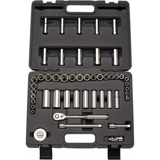 Cougar Pro A29 1/4" Drive 46 Piece Plastic Boxed Set, 6 Point Standard & Deep Hand Socket Set