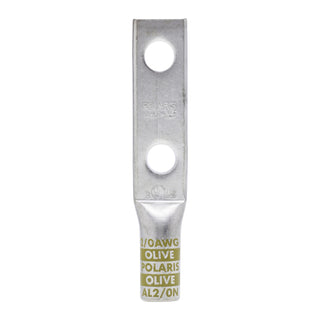 NSI AL2/0N 2/0 AWG 1/2” 2-Hole Aluminum Long Lug – Olive