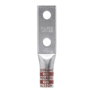 NSI AL250N 250 MCM 1/2” 2-Hole Aluminum Long Lug – Red