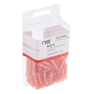 NSI B22-N 22-18 Awg Nylon Insulated Butt Splice - 100/Pack