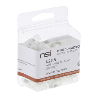 NSI C22-N Nylon Closed-End Wire Connector with Crimp Sleeve, 100 Pack