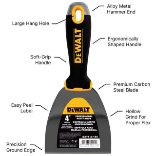 Dewalt DXTT-2-150 4 in. Carbon Steel Joint Knife with Soft Grip Handle