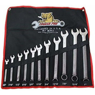 Cougar Pro E911 Combination Wrench Full Polish -11 Piece Set 3/8 Inch -1 Inch