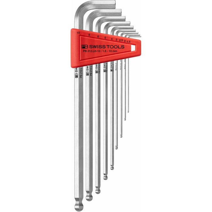PB Swiss PB 212.LH-10 Key L- Wrenches, long, with Ball Point, set in a practical plastic holder