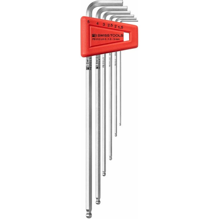 PB Swiss PB 212.LH-5 Key L- Wrenches, long, with Ball Point, set in a practical plastic holder