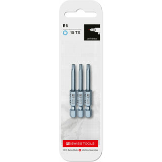 PB Swiss Tools PB E6.400/15 CN3 PrecisionBit, Design E 6.3 TORX® , Size 15 , 3 Piece - 1/4 Inch