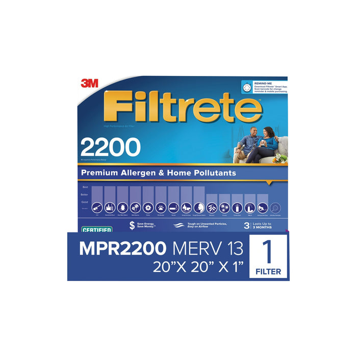 Filtrete High Performance Air Filter 2200 MPR EA02-4, 20 in x 20 in x 1 in