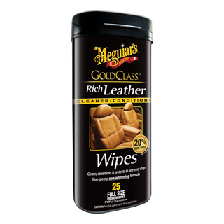 Meguiar's G10900 Gold Class Rich Leather Wipes, 25 Count