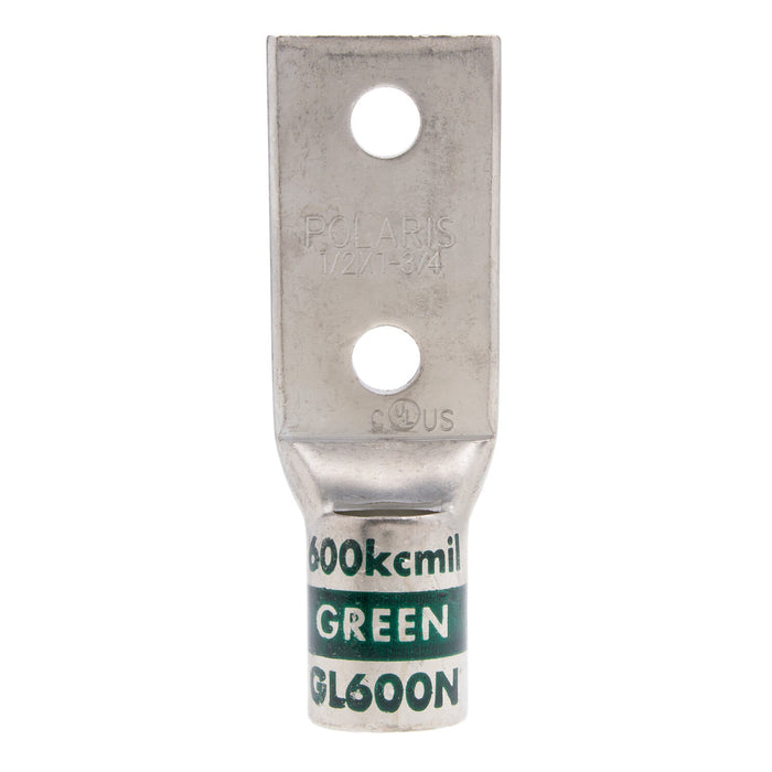 NSI GL600N 600 MCM 1/2” 2-Hole Copper Short Lug – Green