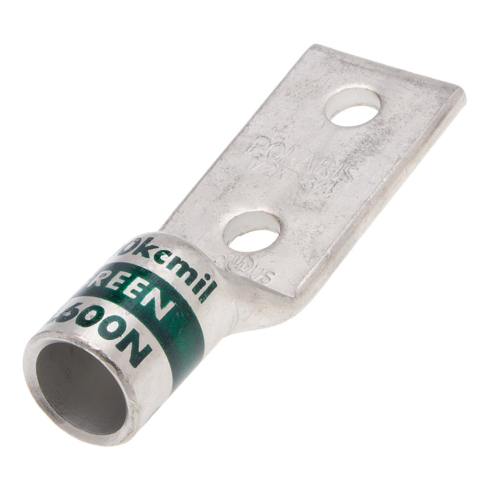 NSI GL600N 600 MCM 1/2” 2-Hole Copper Short Lug – Green